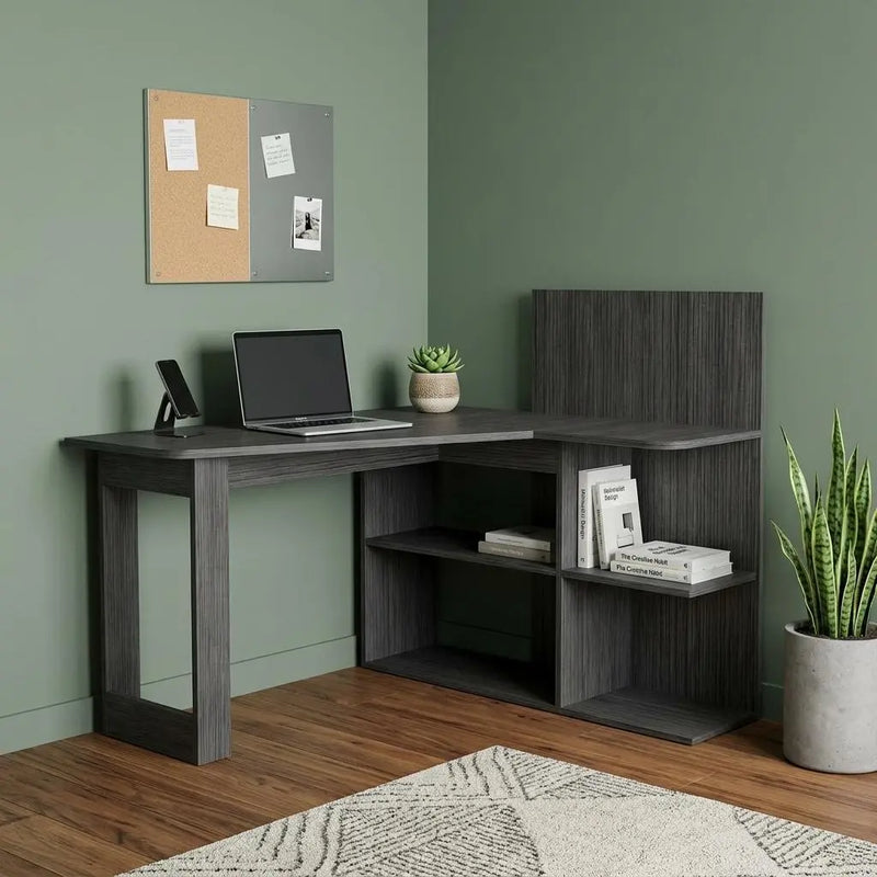 48" Gray L Shape Computer Desk Homeroots Office
