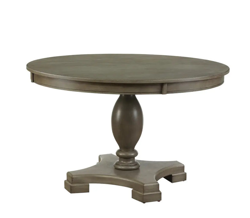 48" Gray Wood Pedestal Base Round Top Dining Table Homeroots Kitchen & Dining