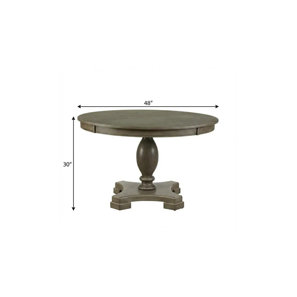 48" Gray Wood Pedestal Base Round Top Dining Table Homeroots Kitchen & Dining