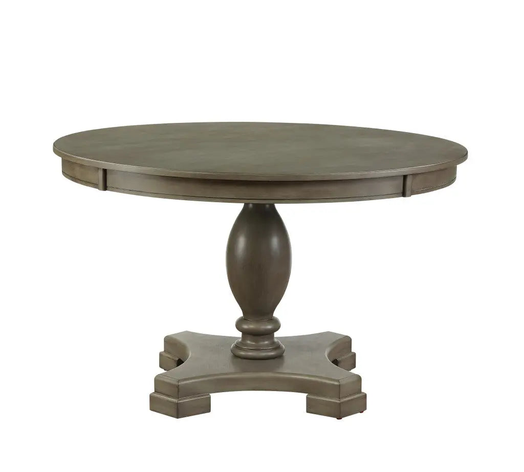 48" Gray Wood Pedestal Base Round Top Dining Table Homeroots Kitchen & Dining