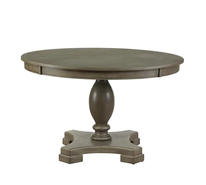 48" Gray Wood Pedestal Base Round Top Dining Table Homeroots Kitchen & Dining