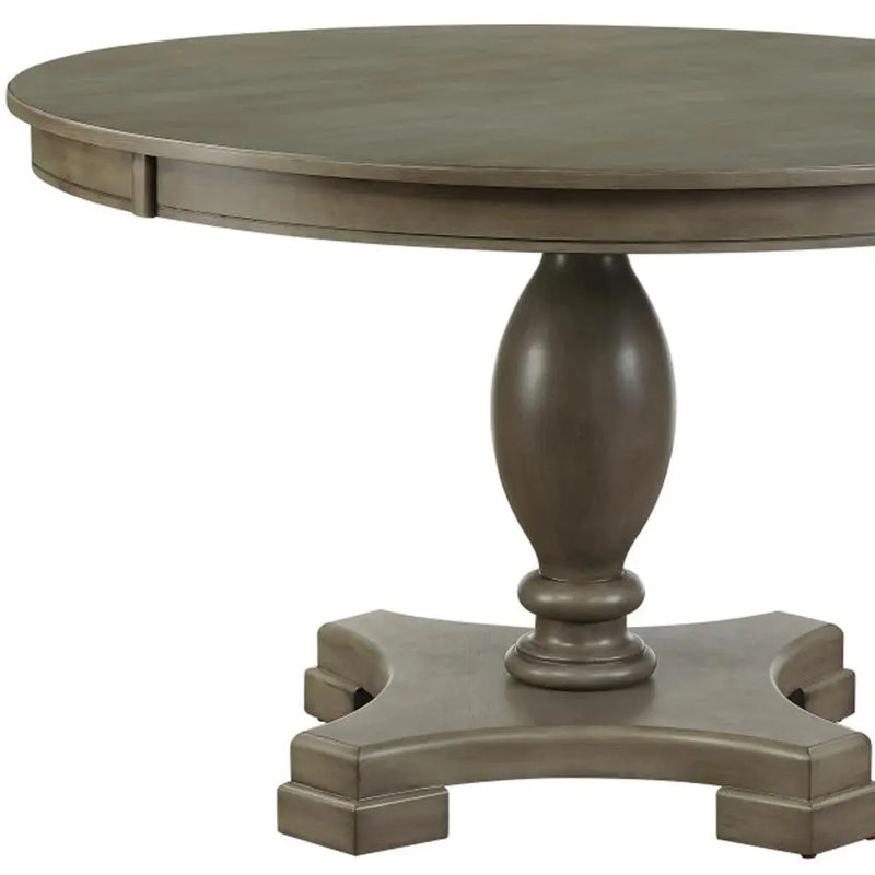 48" Gray Wood Pedestal Base Round Top Dining Table Homeroots Kitchen & Dining