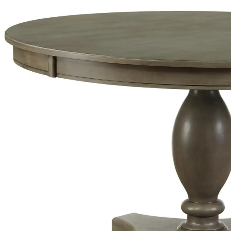 48" Gray Wood Pedestal Base Round Top Dining Table Homeroots Kitchen & Dining
