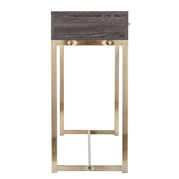 48" Gray and Gold Frame Console Table And Drawers Homeroots Living Room