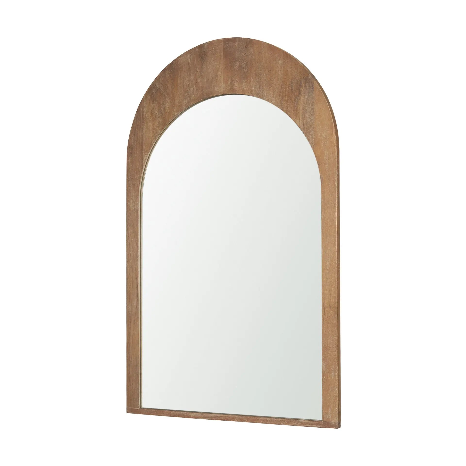 48" Light Brown Solid Wood Arch Framed Accent Mirror Homeroots Bed & Bath