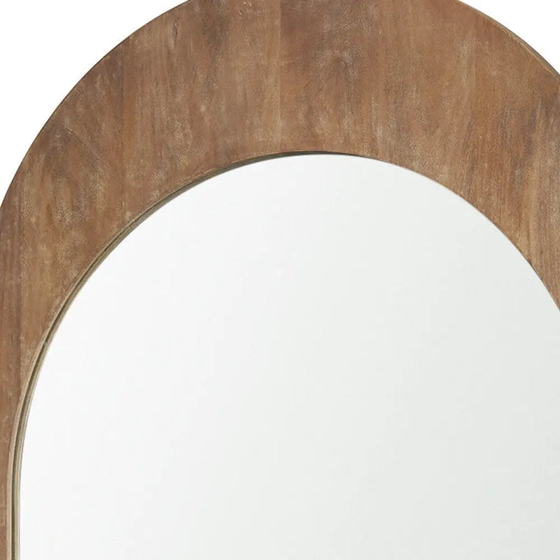 48" Light Brown Solid Wood Arch Framed Accent Mirror Homeroots Bed & Bath