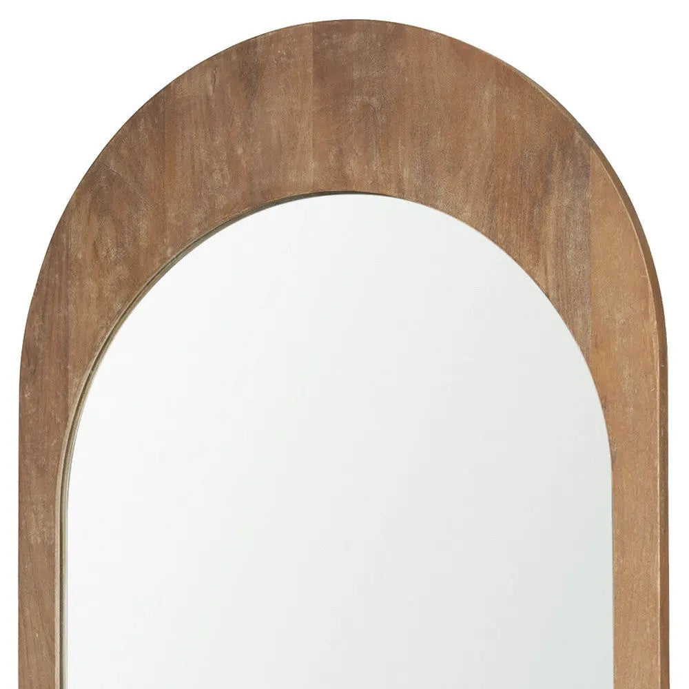 48" Light Brown Solid Wood Arch Framed Accent Mirror Homeroots Bed & Bath