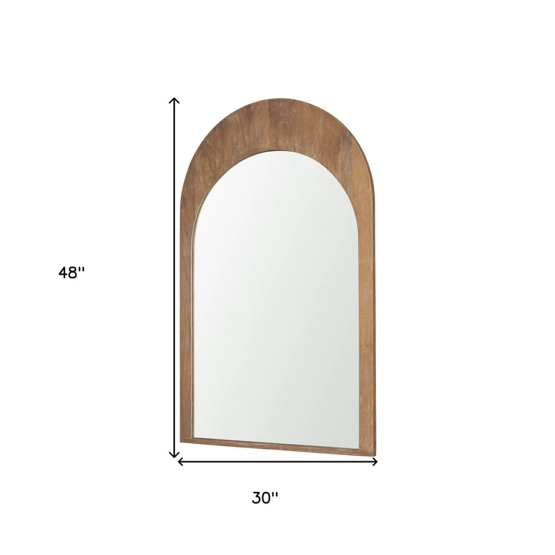 48" Light Brown Solid Wood Arch Framed Accent Mirror Homeroots Bed & Bath