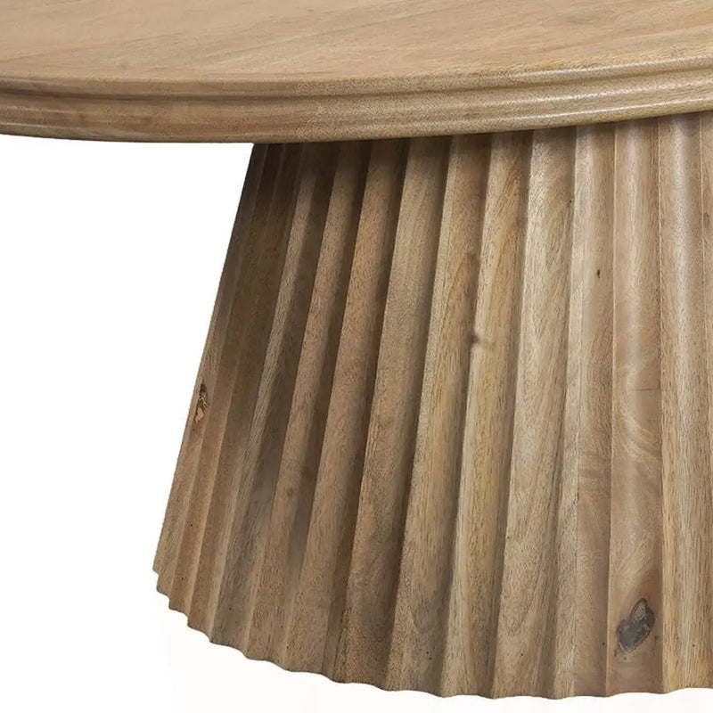 48" Light Brown Solid Wood Oval Pedestal Coffee Table Homeroots Living Room