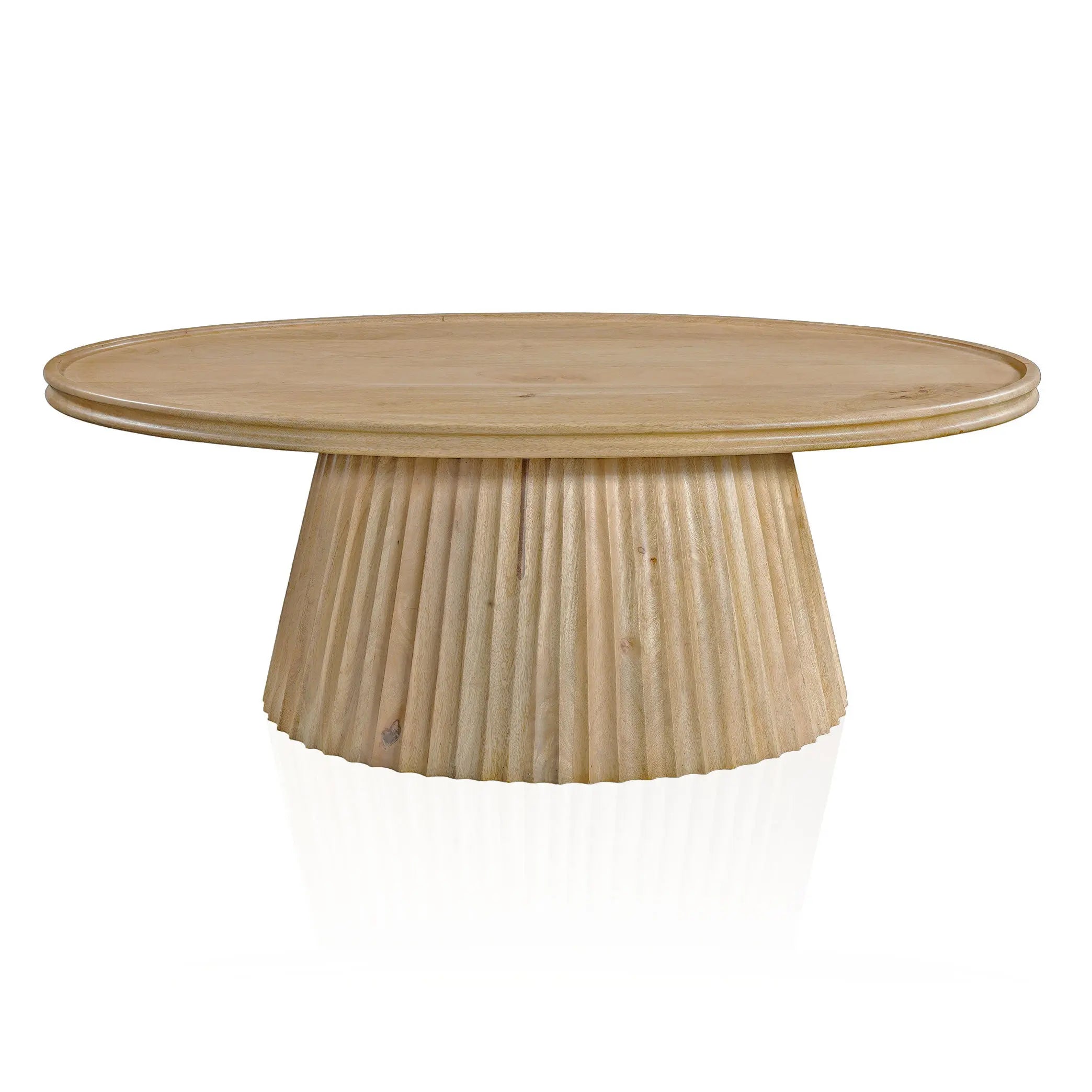 48" Light Brown Solid Wood Oval Pedestal Coffee Table Homeroots Living Room