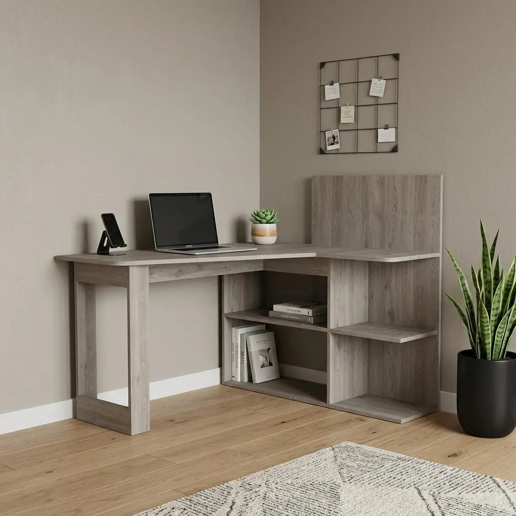 48" Light Gray L Shape Computer Desk Homeroots Office
