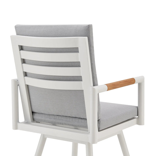48" Light Gray Metal Swivel Outdoor Bar Height chair with Footrest - GreatEagleInc