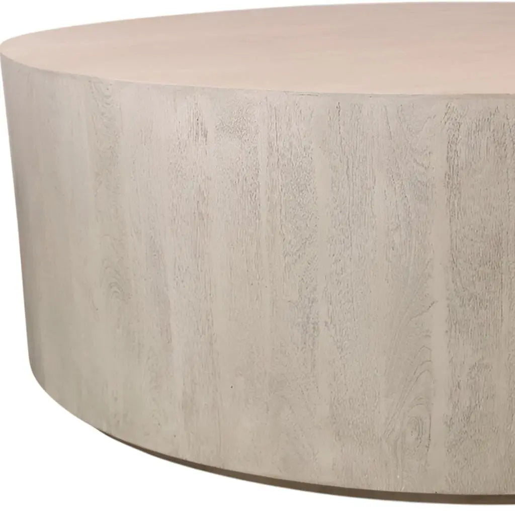 48" Natural Solid Wood Round Distressed Coffee Table Homeroots Living Room