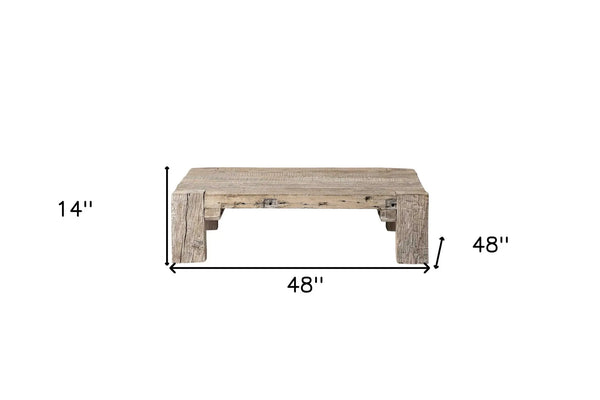 48" Natural Wood Distressed Coffee Table Homeroots Living Room