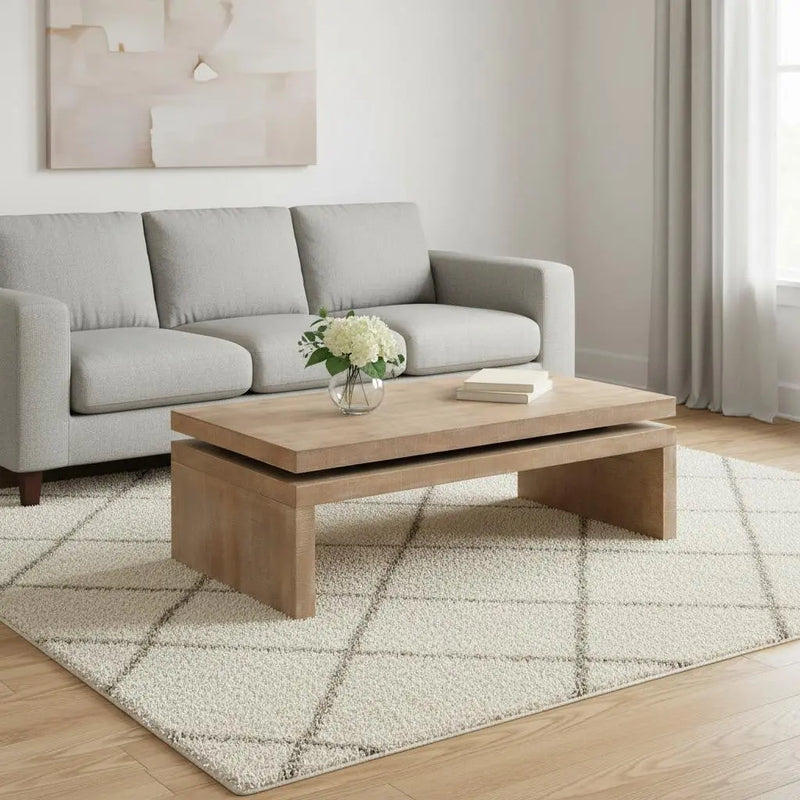 48" Natural Wood Distressed Frame Coffee Table Homeroots Living Room