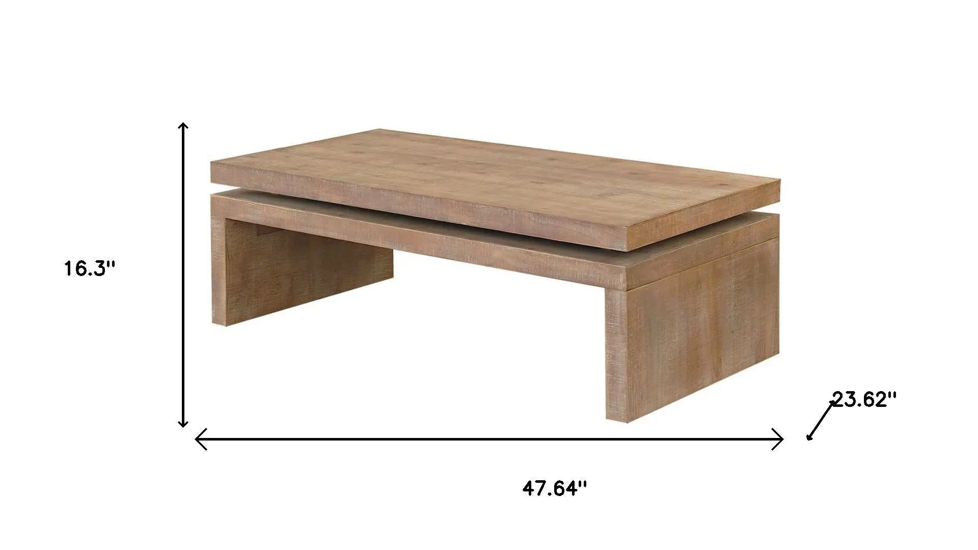 48" Natural Wood Distressed Frame Coffee Table Homeroots Living Room