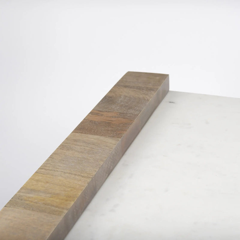 48" Natural and White Solid Wood And Genuine Marble Coffee Table Homeroots Living Room