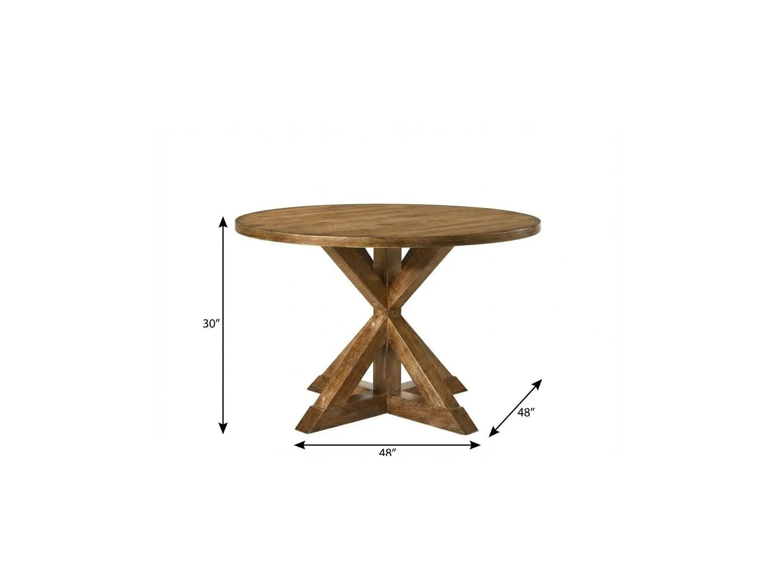 48" Oak Wood Cross Leg Base Round Top Dining Table Homeroots Kitchen & Dining