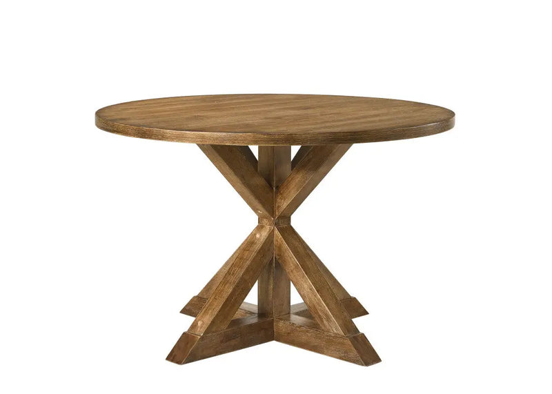 48" Oak Wood Cross Leg Base Round Top Dining Table Homeroots Kitchen & Dining