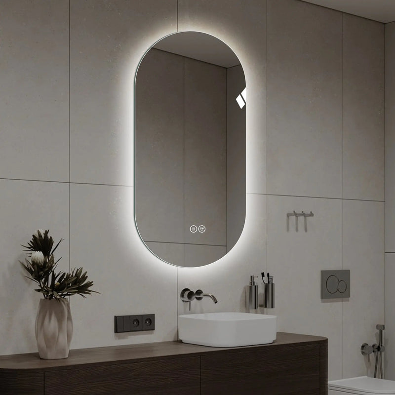 48" Silver Oval Lighted Frameless Bathroom Vanity Mirror Homeroots Bed & Bath