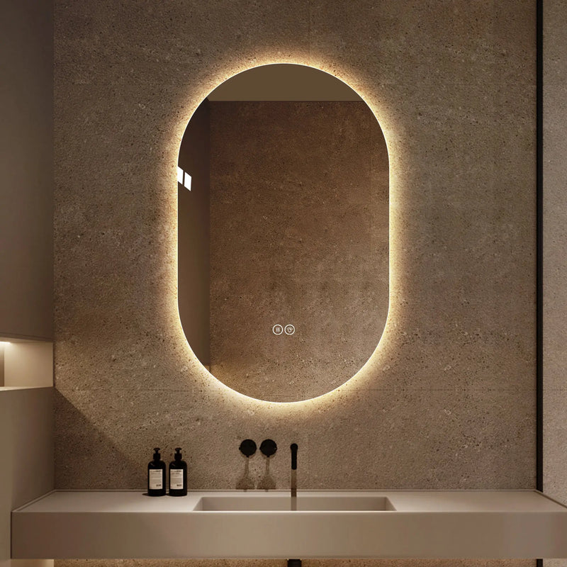 48" Silver Oval Lighted Frameless Bathroom Vanity Mirror Homeroots Bed & Bath
