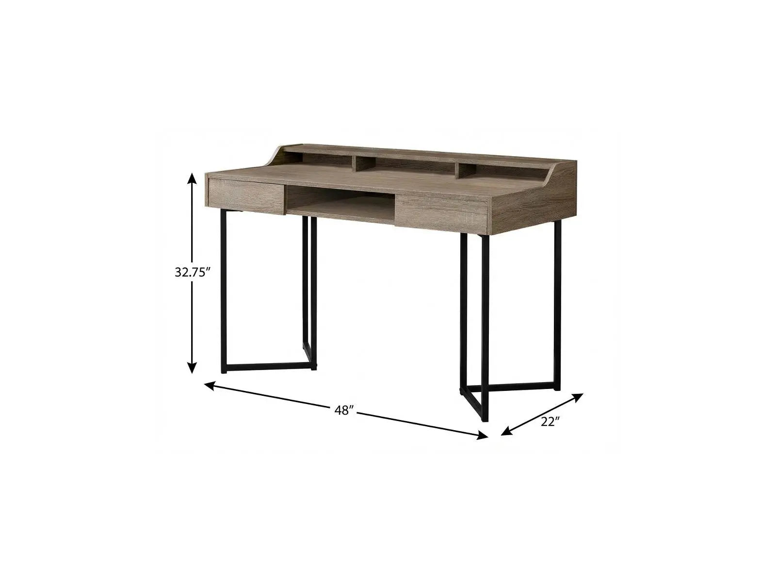 48" Taupe and Black Writing Desk With Two Drawers Homeroots Office