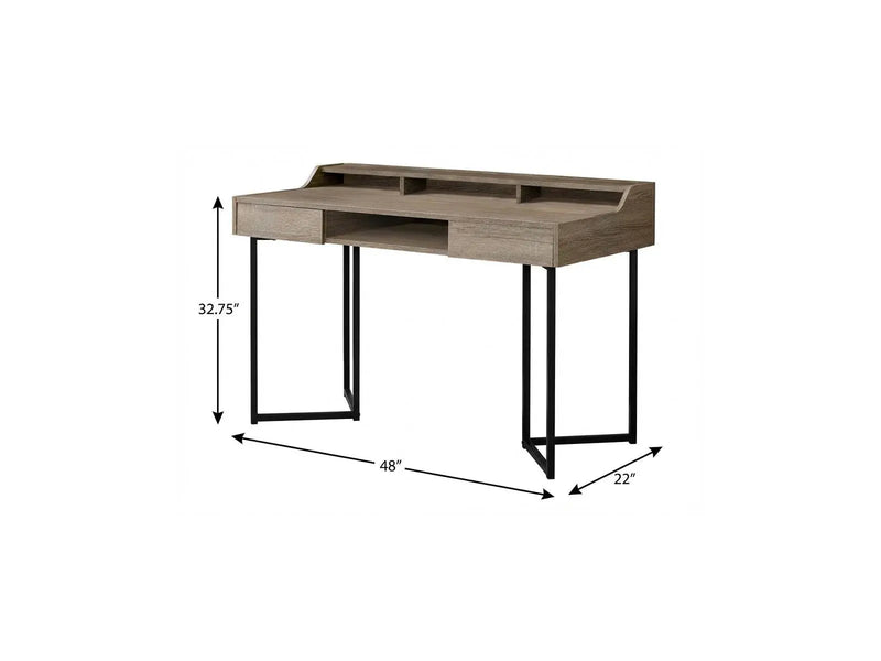 48" Taupe and Black Writing Desk With Two Drawers Homeroots Office