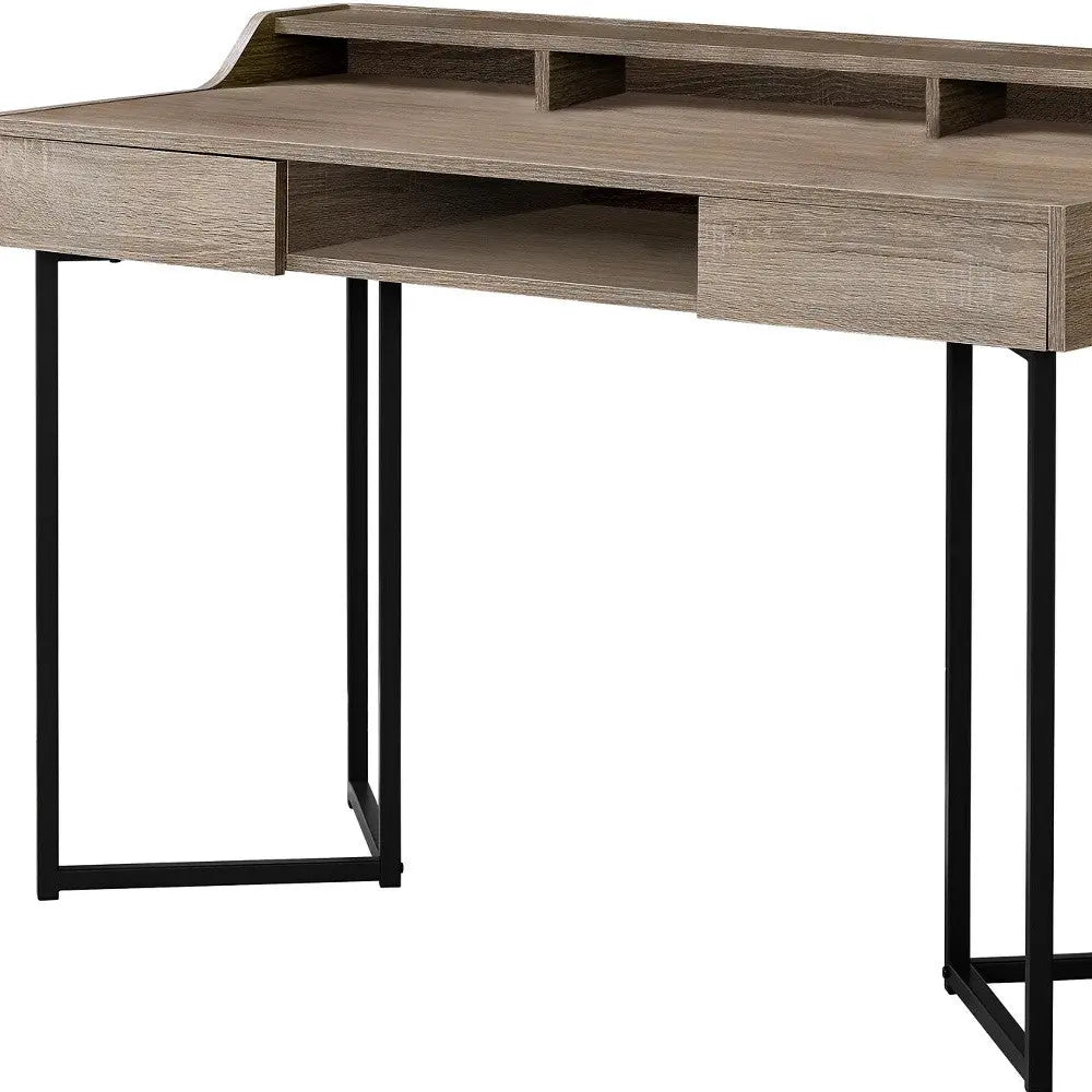 48" Taupe and Black Writing Desk With Two Drawers Homeroots Office