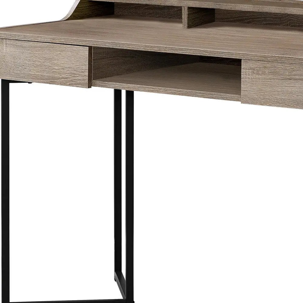 48" Taupe and Black Writing Desk With Two Drawers Homeroots Office