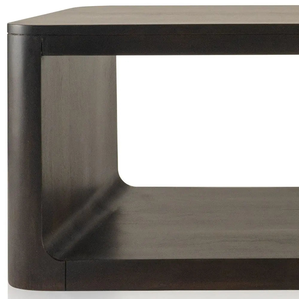48" Walnut Solid Wood Floor Shelf Coffee Table With Shelf Homeroots Living Room