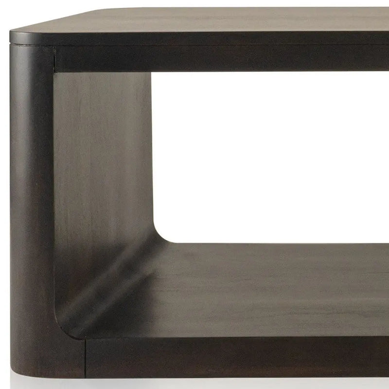 48" Walnut Solid Wood Floor Shelf Coffee Table With Shelf Homeroots Living Room
