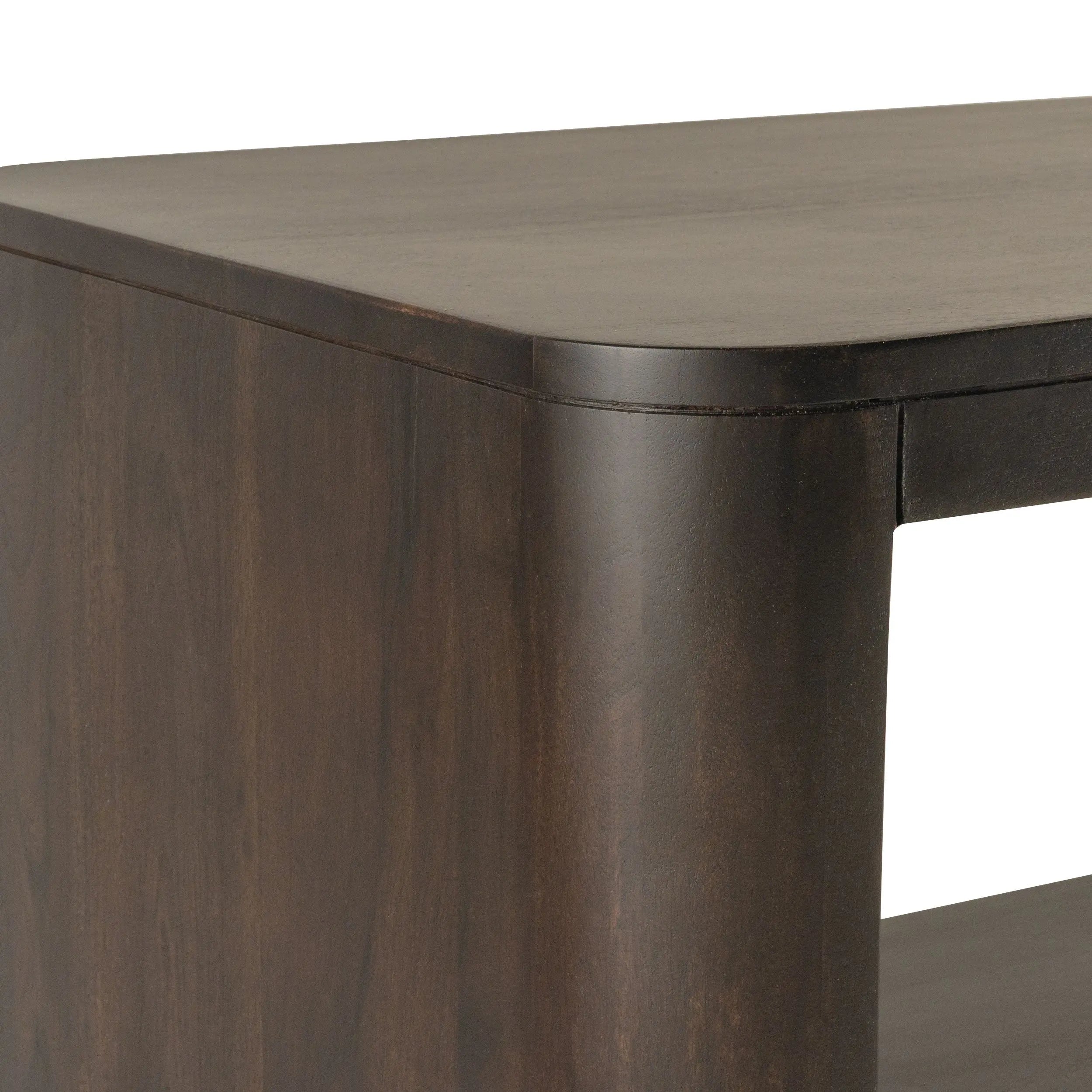 48" Walnut Solid Wood Floor Shelf Coffee Table With Shelf Homeroots Living Room