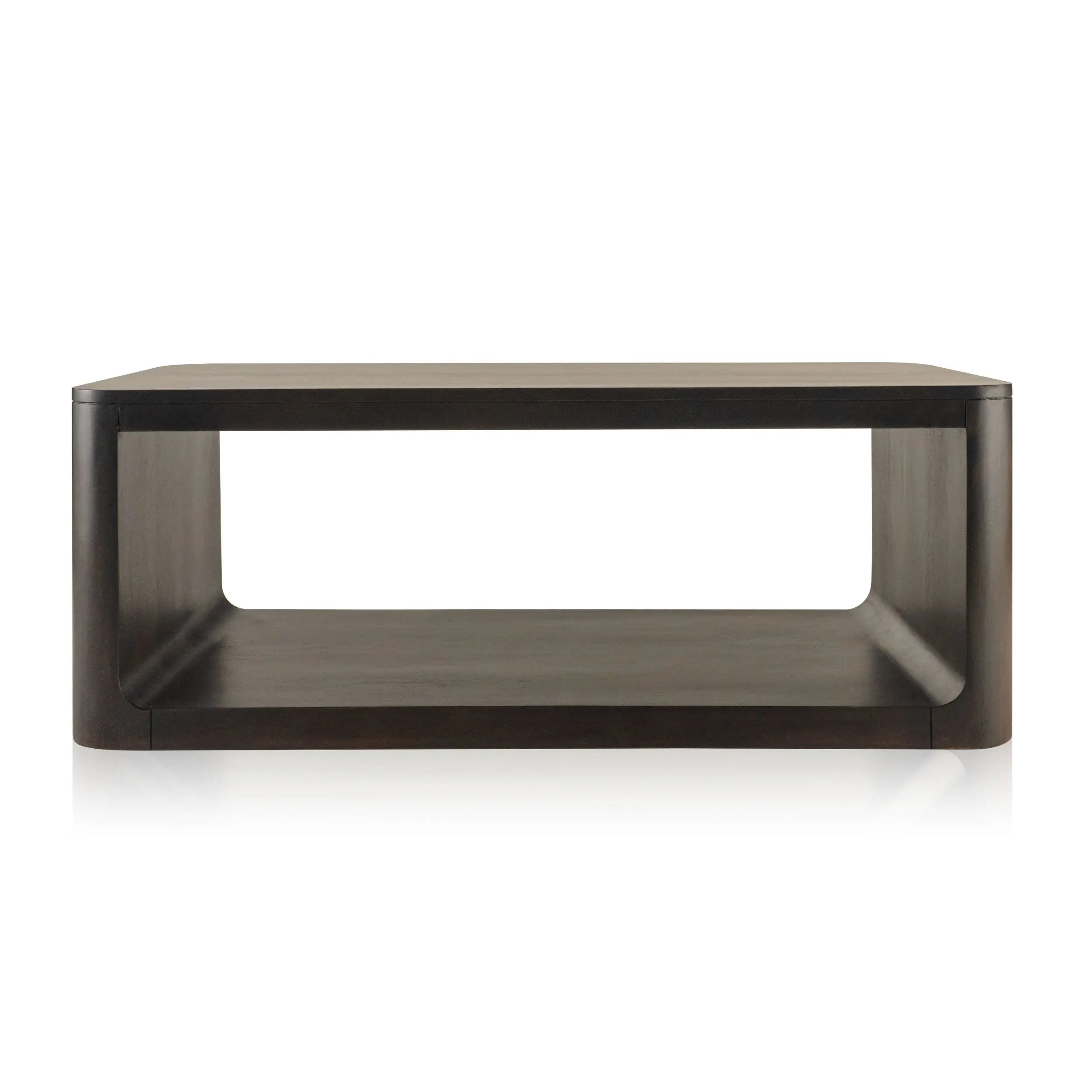 48" Walnut Solid Wood Floor Shelf Coffee Table With Shelf Homeroots Living Room