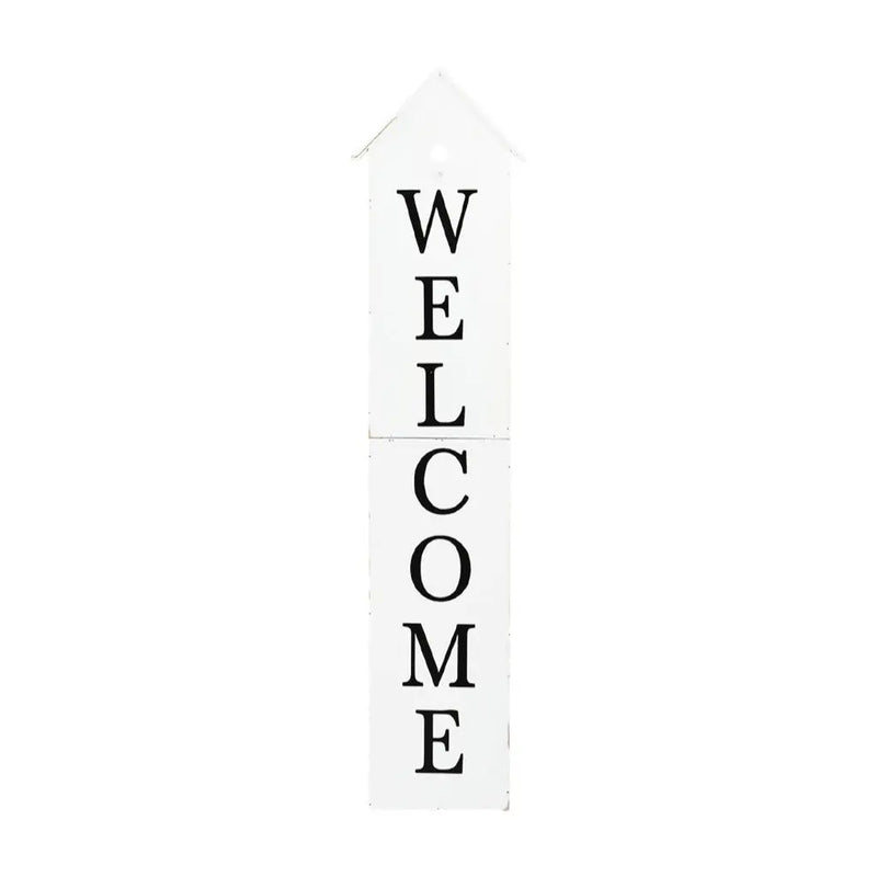 48" White And Black Solid Wood Birdhouse Welcome Porch Sign - GreatEagleInc