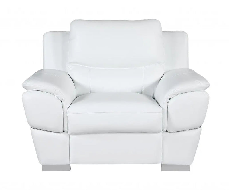 48" White And Silver Leather Match Club Chair Homeroots Living Room
