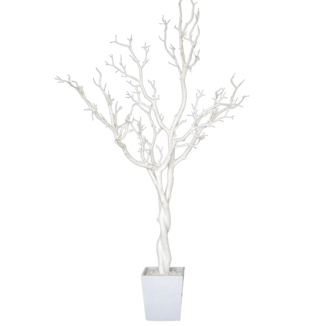 48" White Artificial Manzanita Tree In White Planter Pot Homeroots Home Decor
