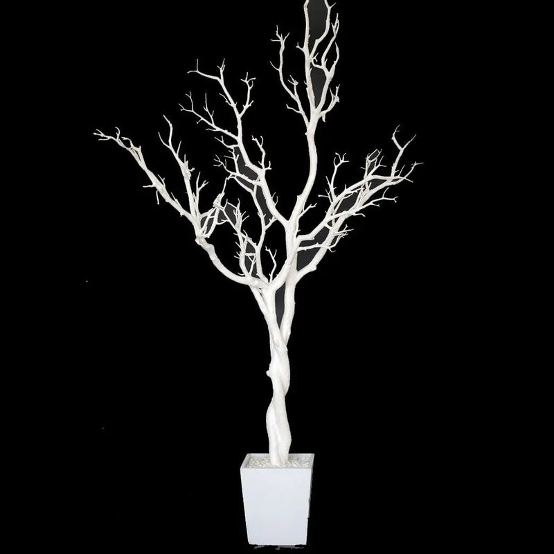 48" White Artificial Manzanita Tree In White Planter Pot Homeroots Home Decor