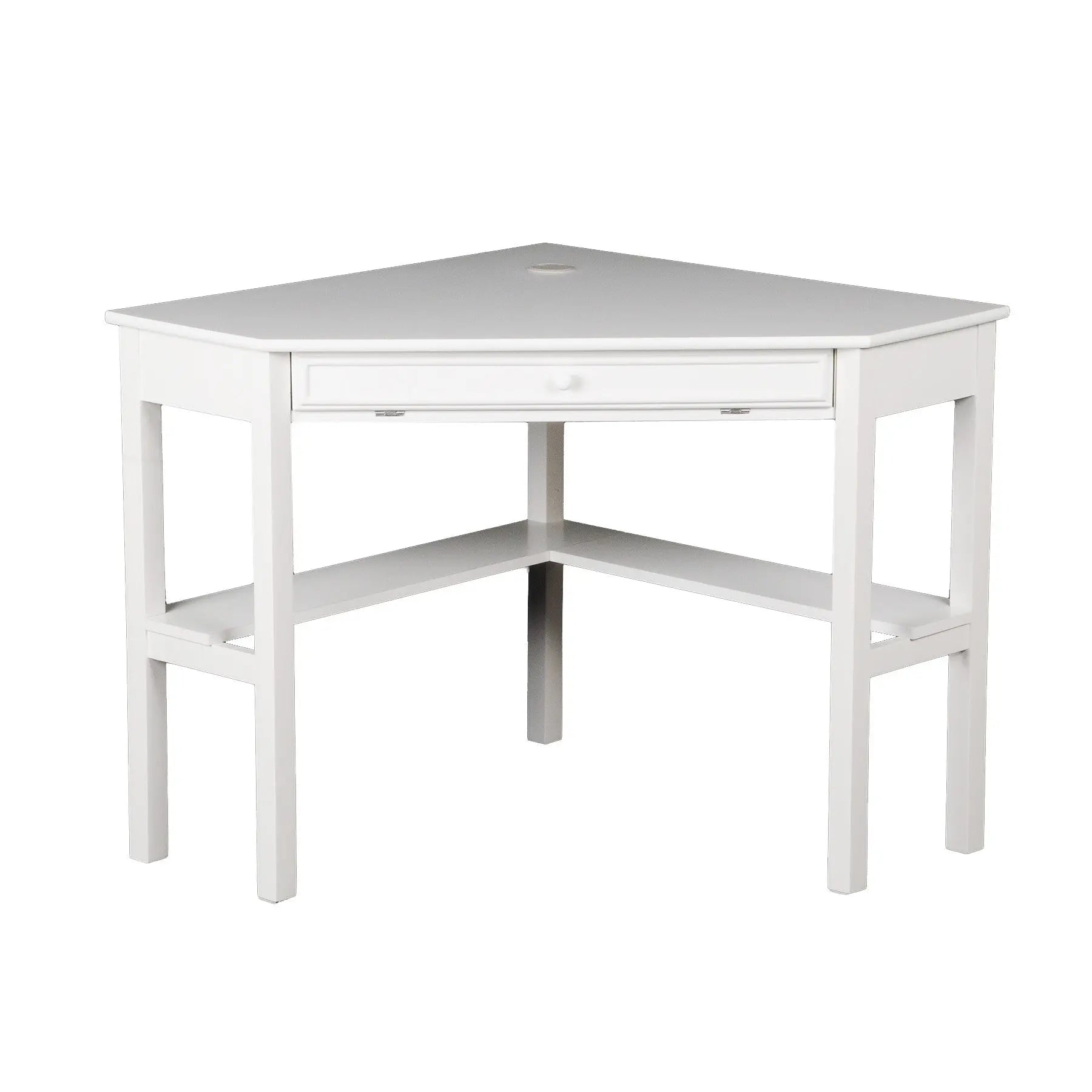 48" White Solid Wood Corner Writing Desk Homeroots Office