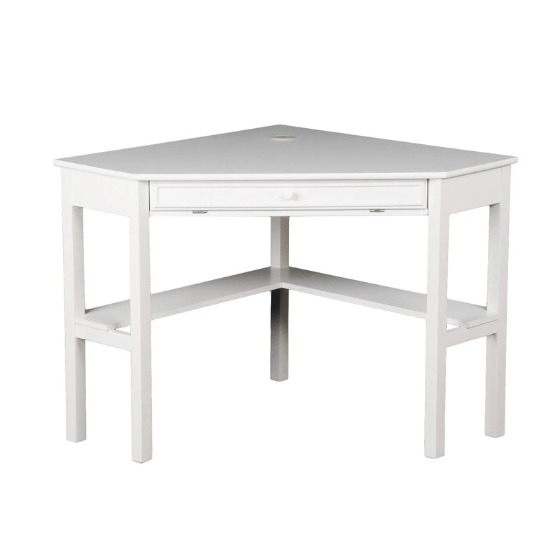 48" White Solid Wood Corner Writing Desk Homeroots Office