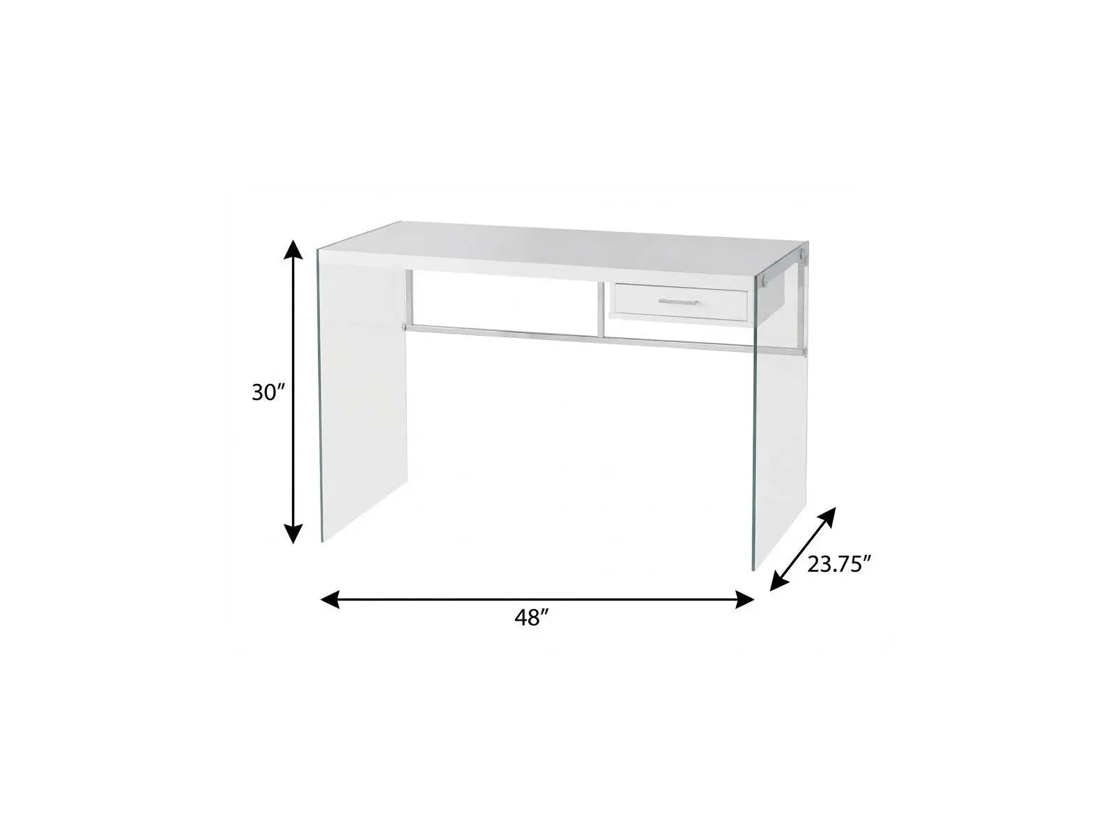 48" White and Clear Computer Desk Homeroots Office