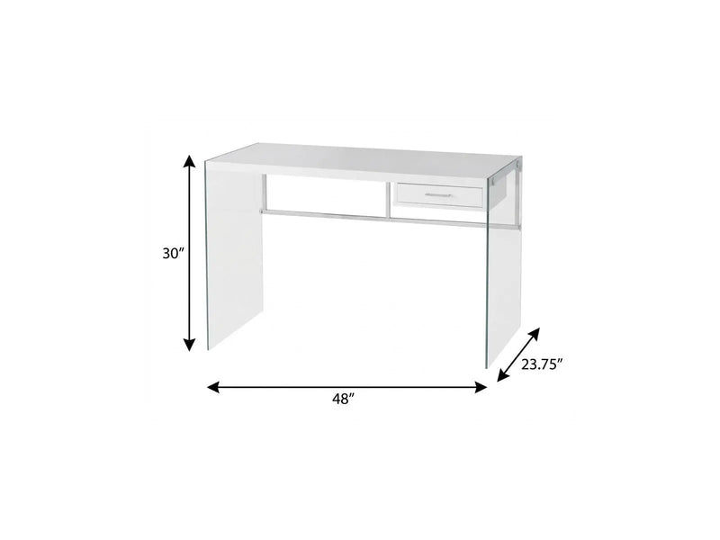 48" White and Clear Computer Desk Homeroots Office