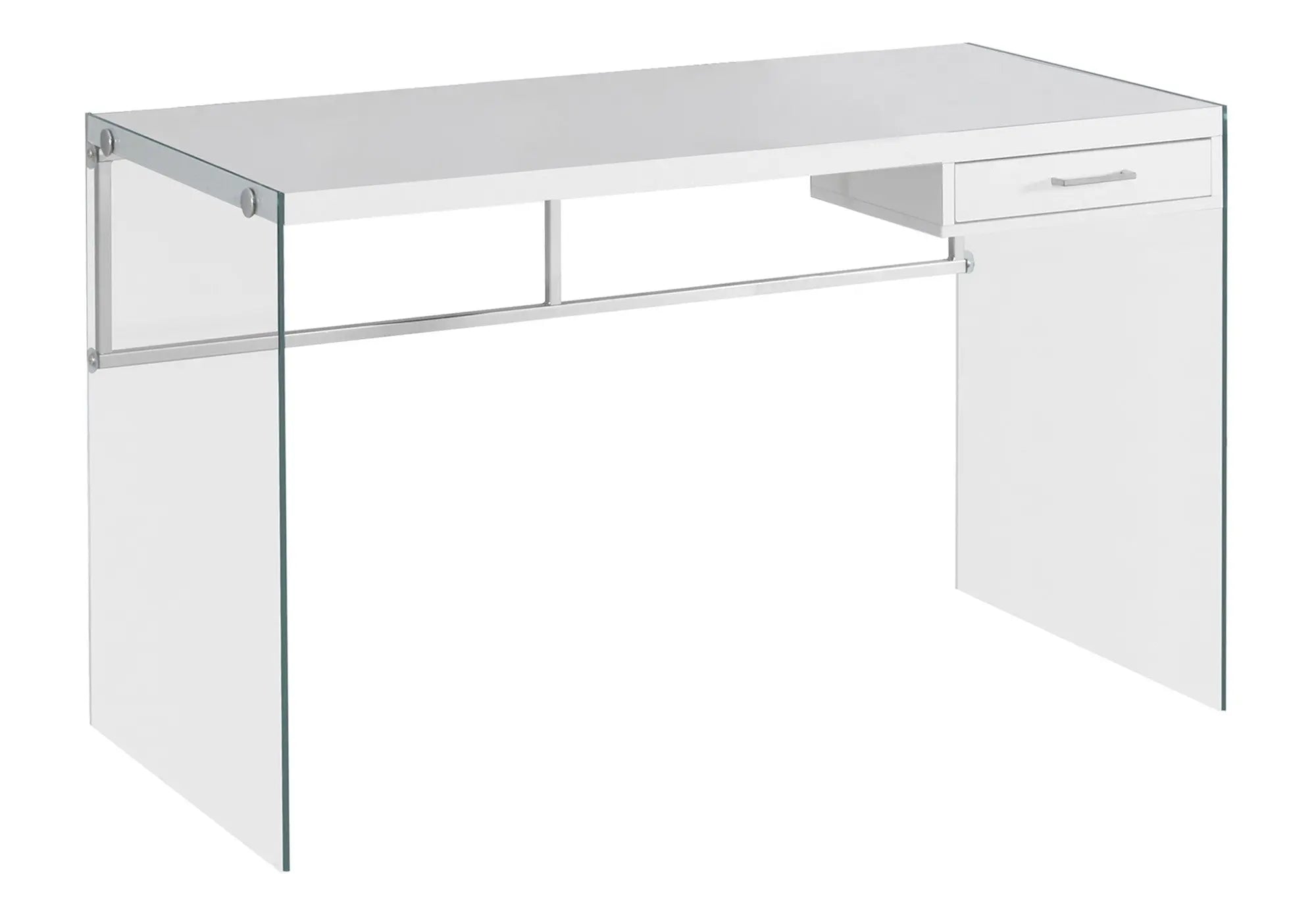48" White and Clear Computer Desk Homeroots Office
