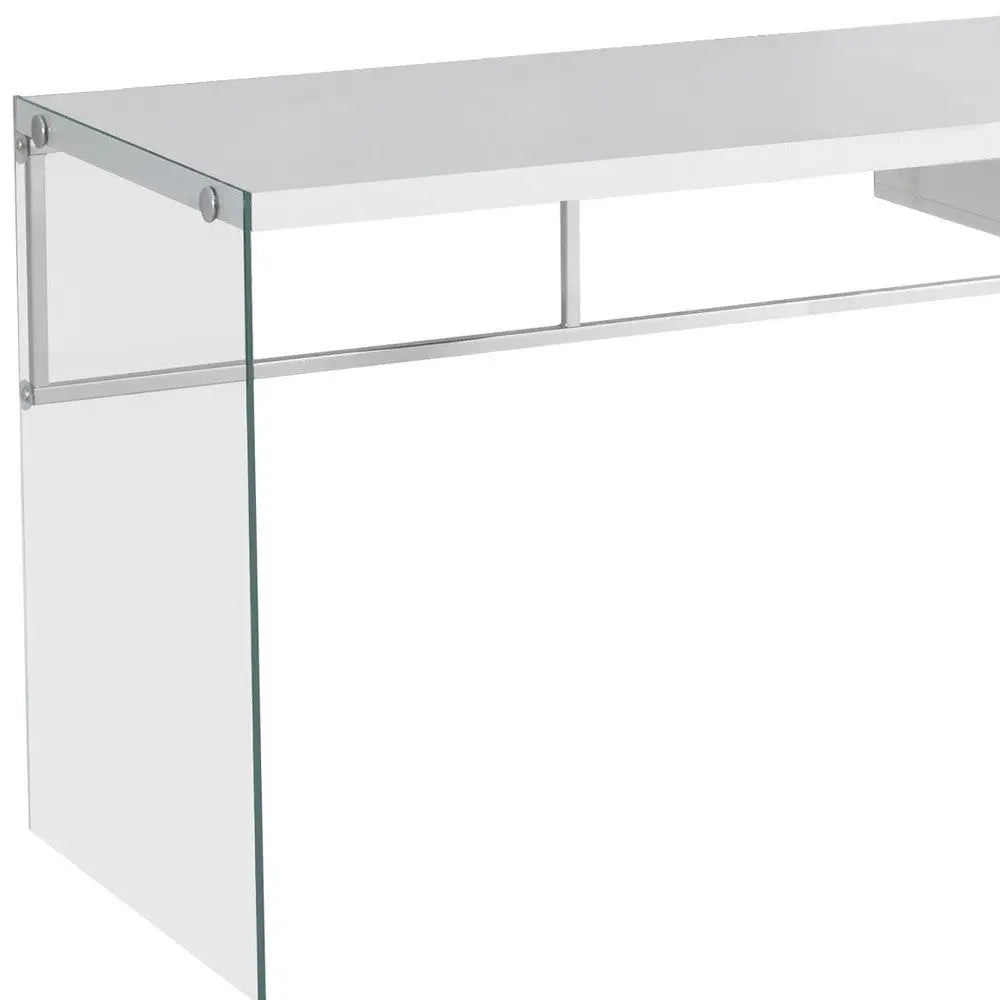 48" White and Clear Computer Desk Homeroots Office
