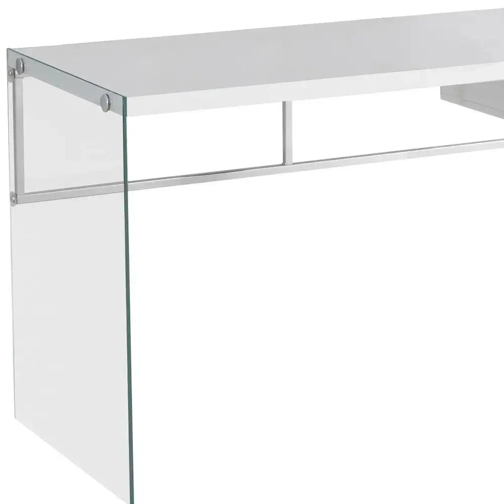 48" White and Clear Computer Desk Homeroots Office