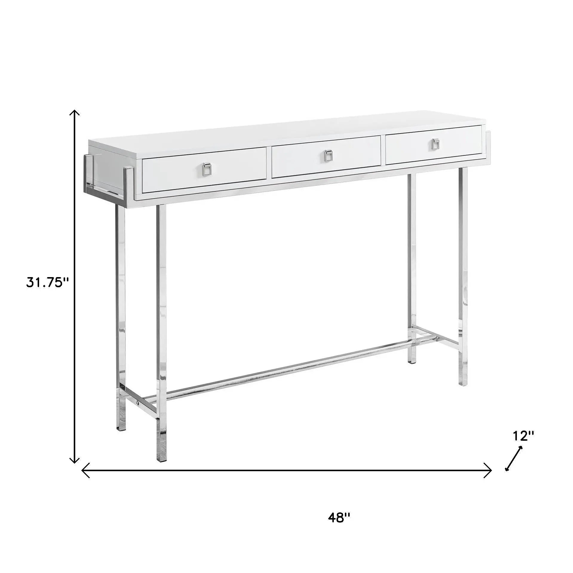 48" White and Silver Console Table And Drawers Homeroots Living Room