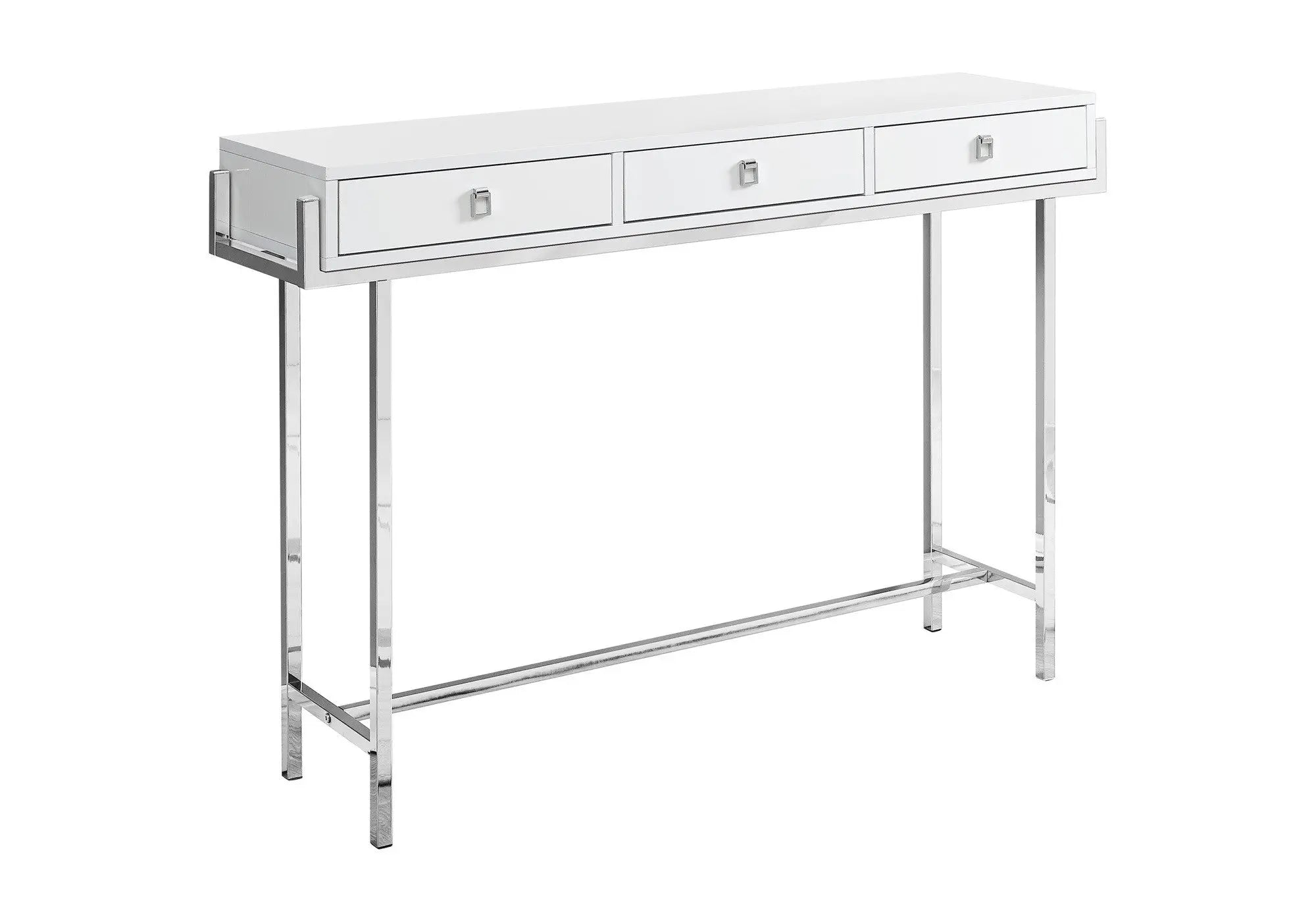 48" White and Silver Console Table And Drawers Homeroots Living Room