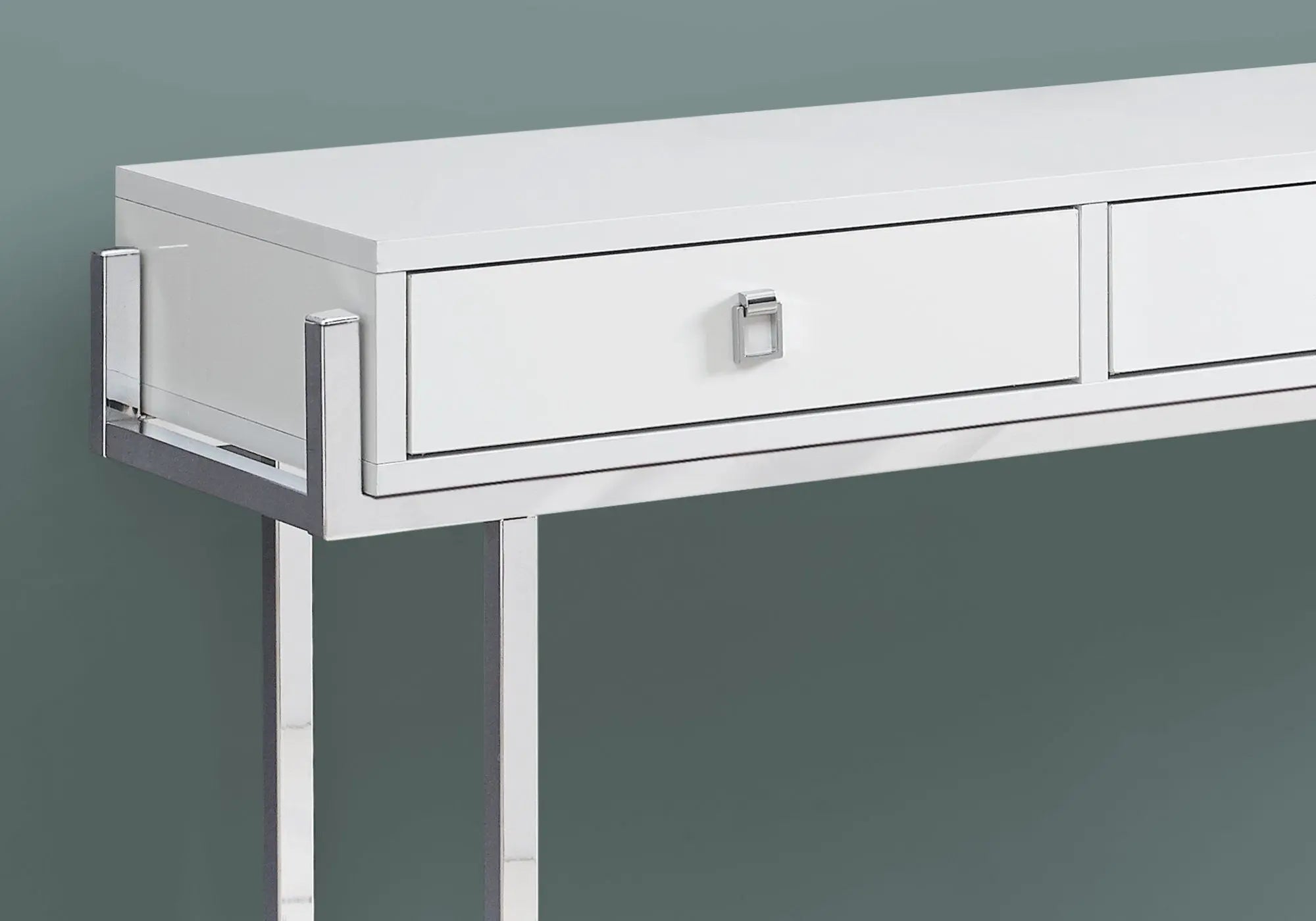 48" White and Silver Console Table And Drawers Homeroots Living Room