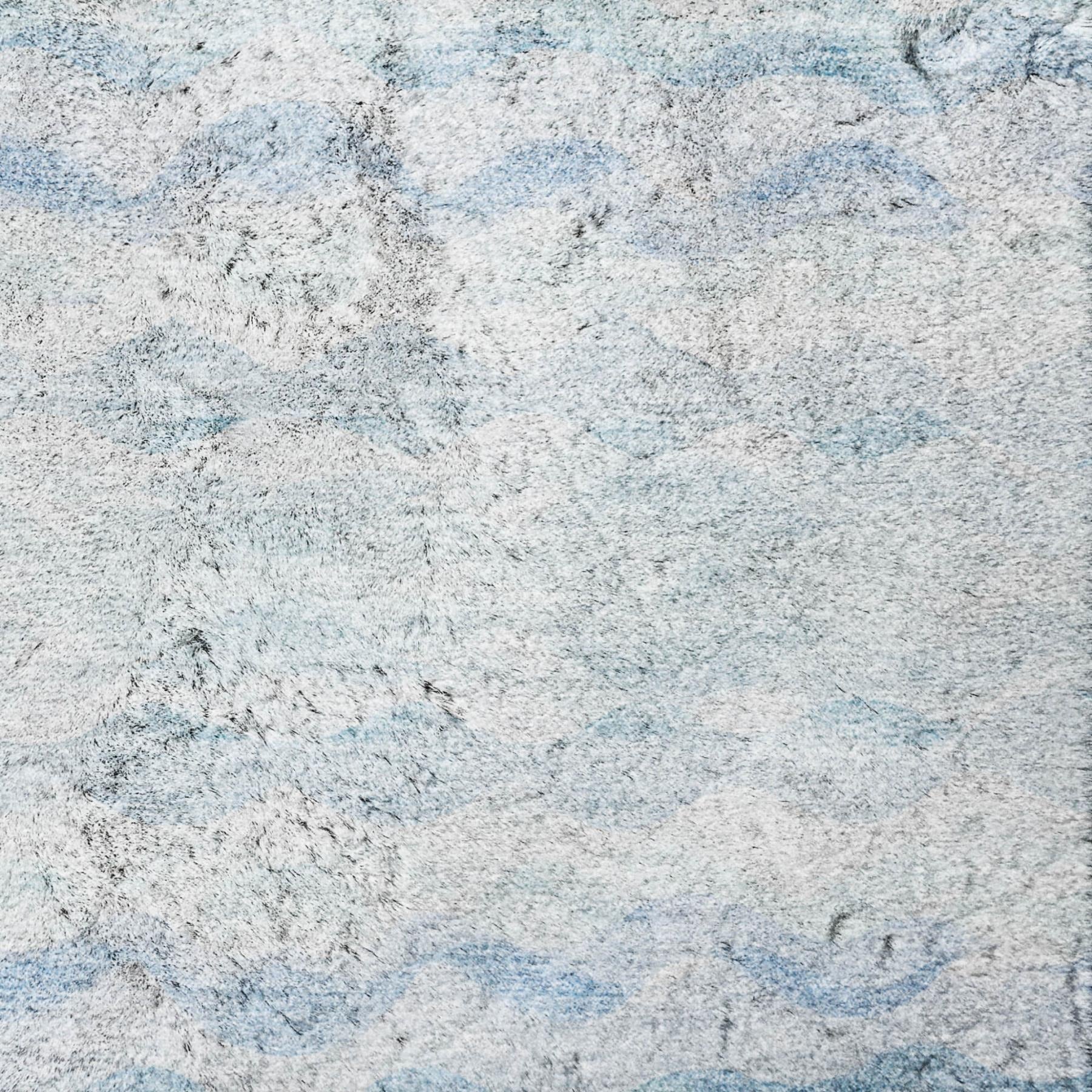 10' X 14' Blue And Denim Blue Striped Shag Washable Area Rug With UV Protection - Home & Garden
