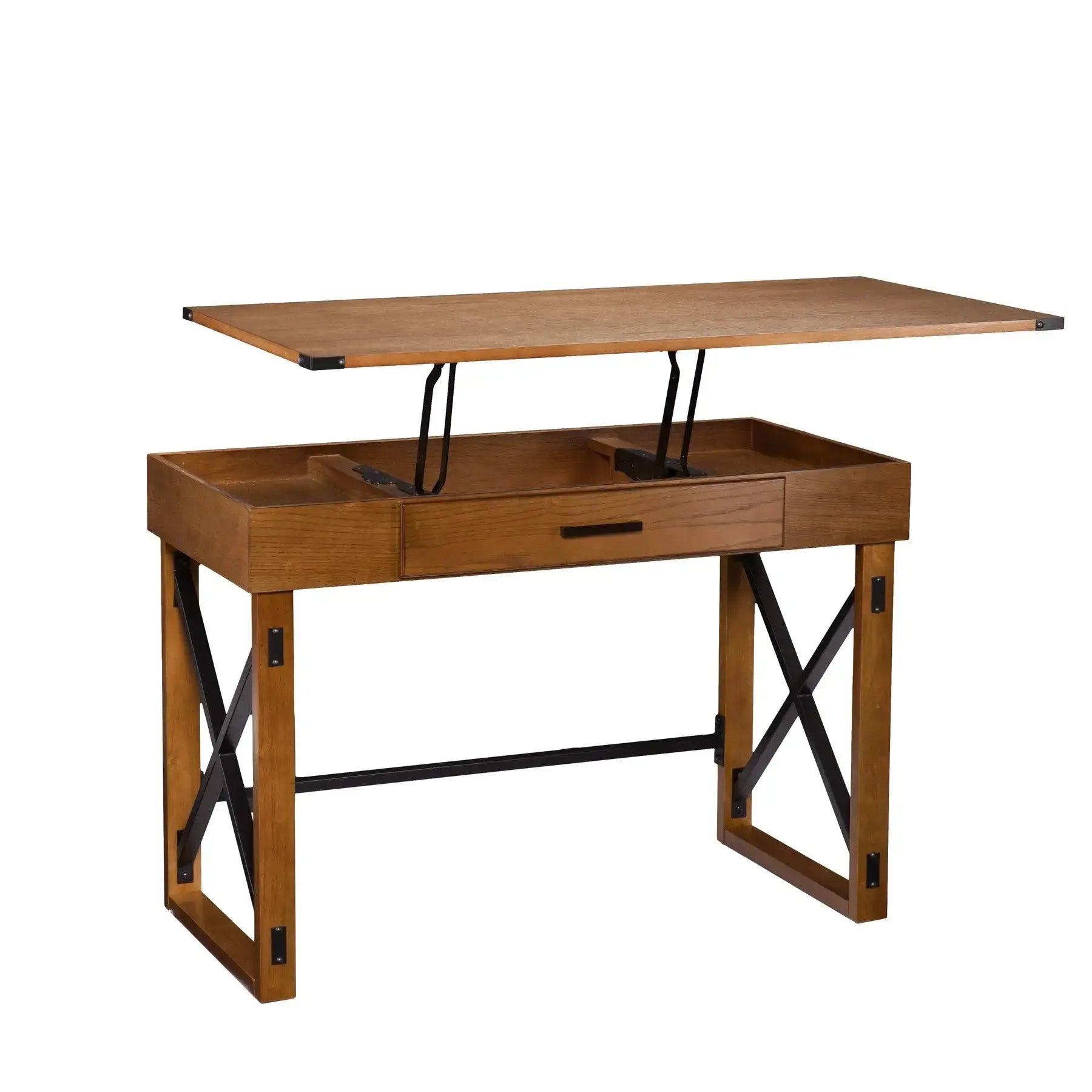 49" Adjustable Natural Standing Desk Converter Homeroots Office