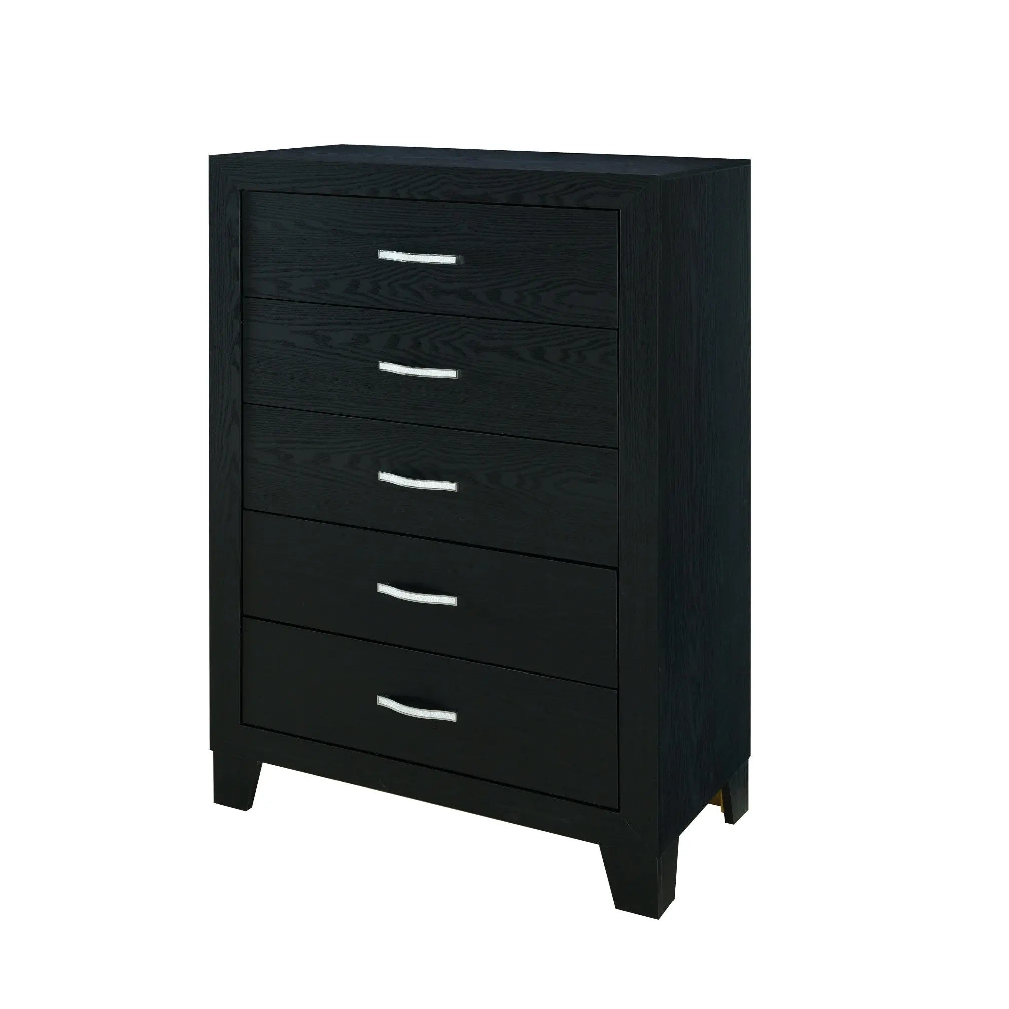 49" Black Wood Five Drawer Dresser Homeroots Bed & Bath